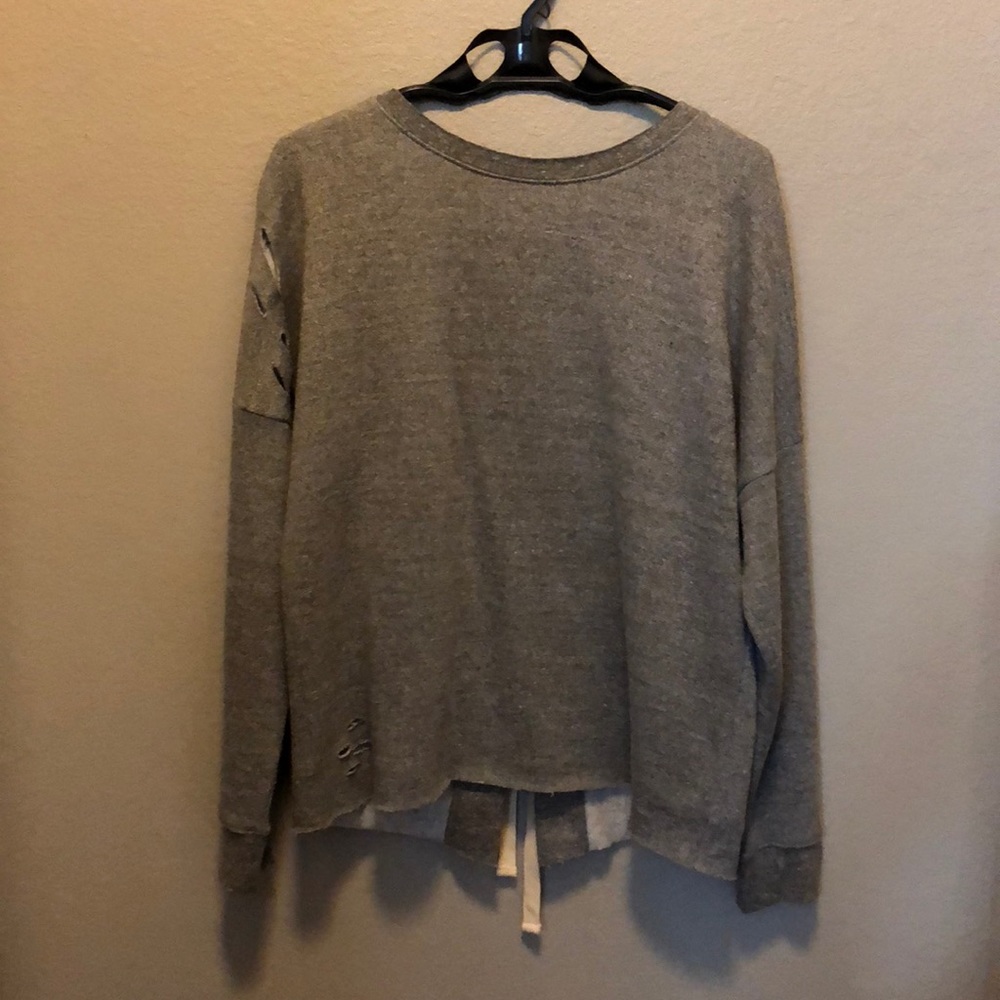Chunky Eyelet Lace up Back Sweater